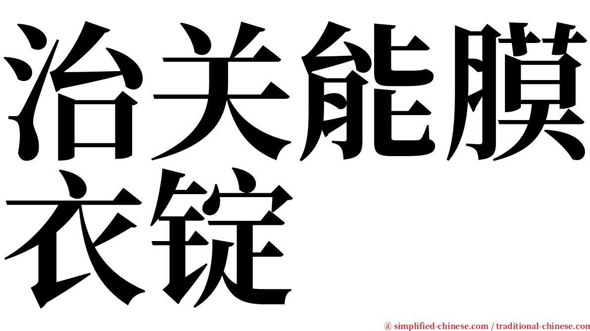 治关能膜衣锭 serif font