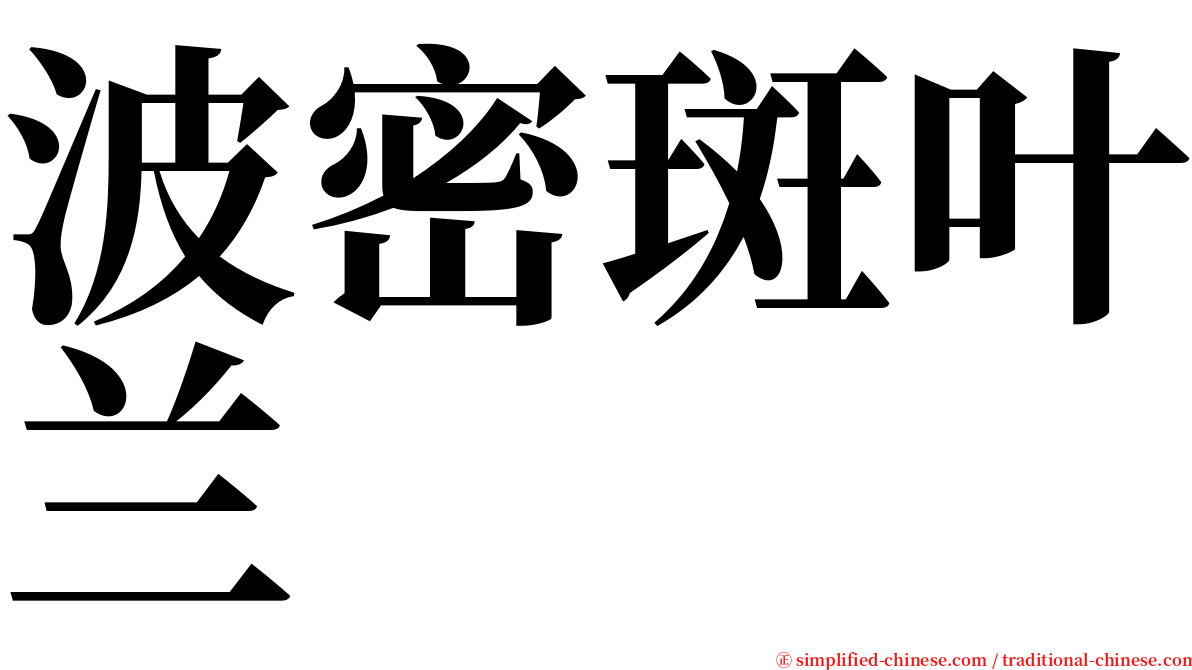 波密斑叶兰 serif font