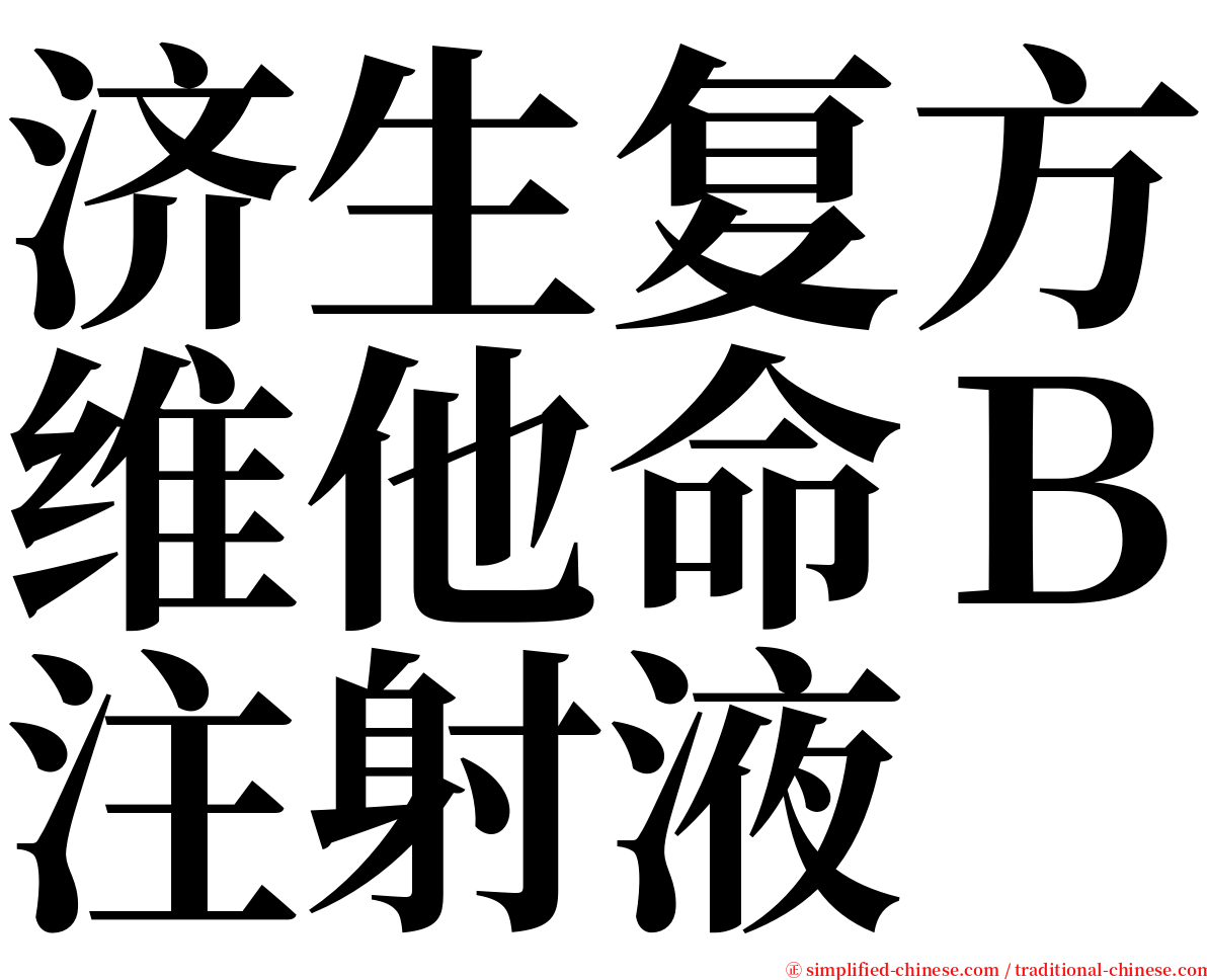 济生复方维他命Ｂ注射液 serif font