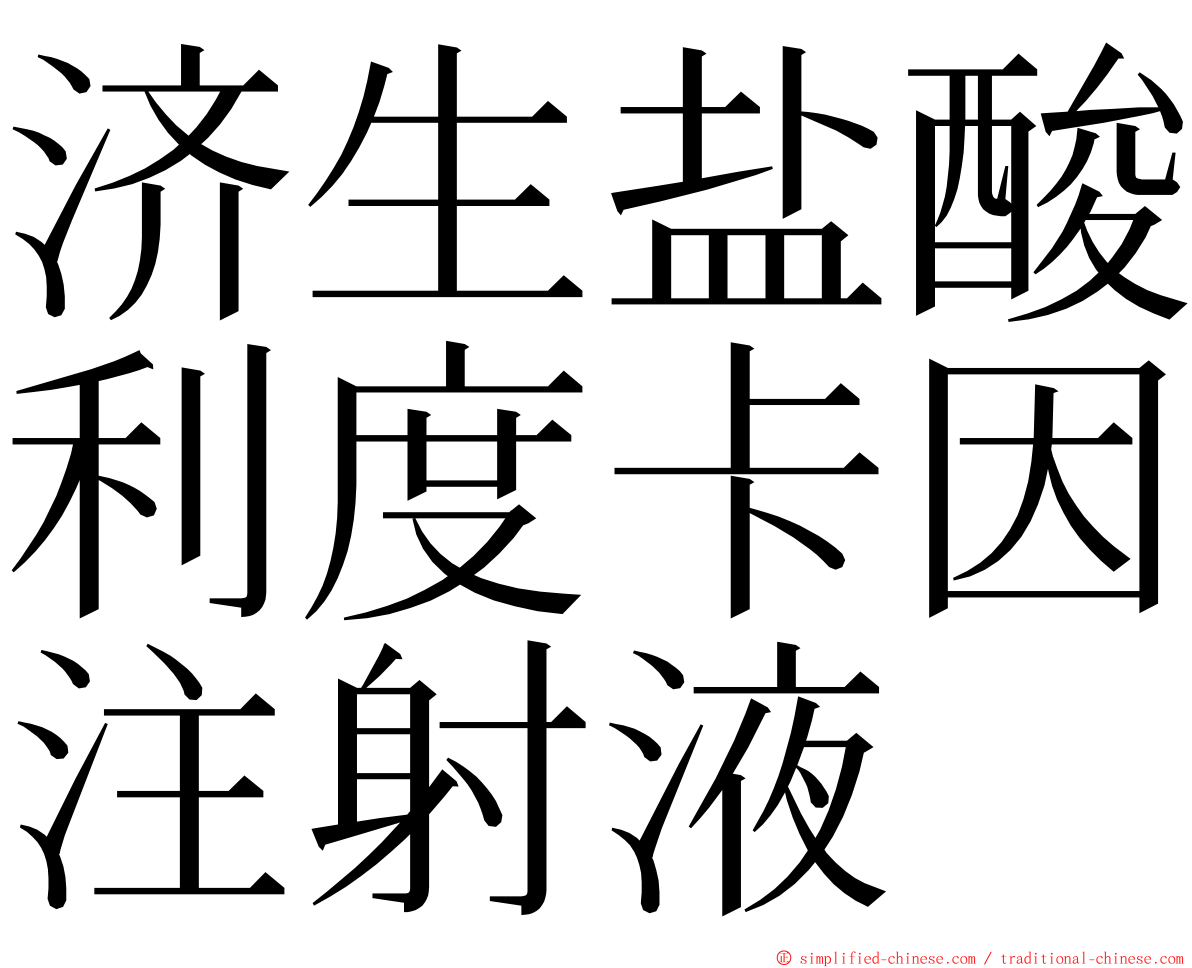 济生盐酸利度卡因注射液 ming font