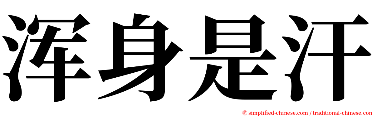 浑身是汗 serif font