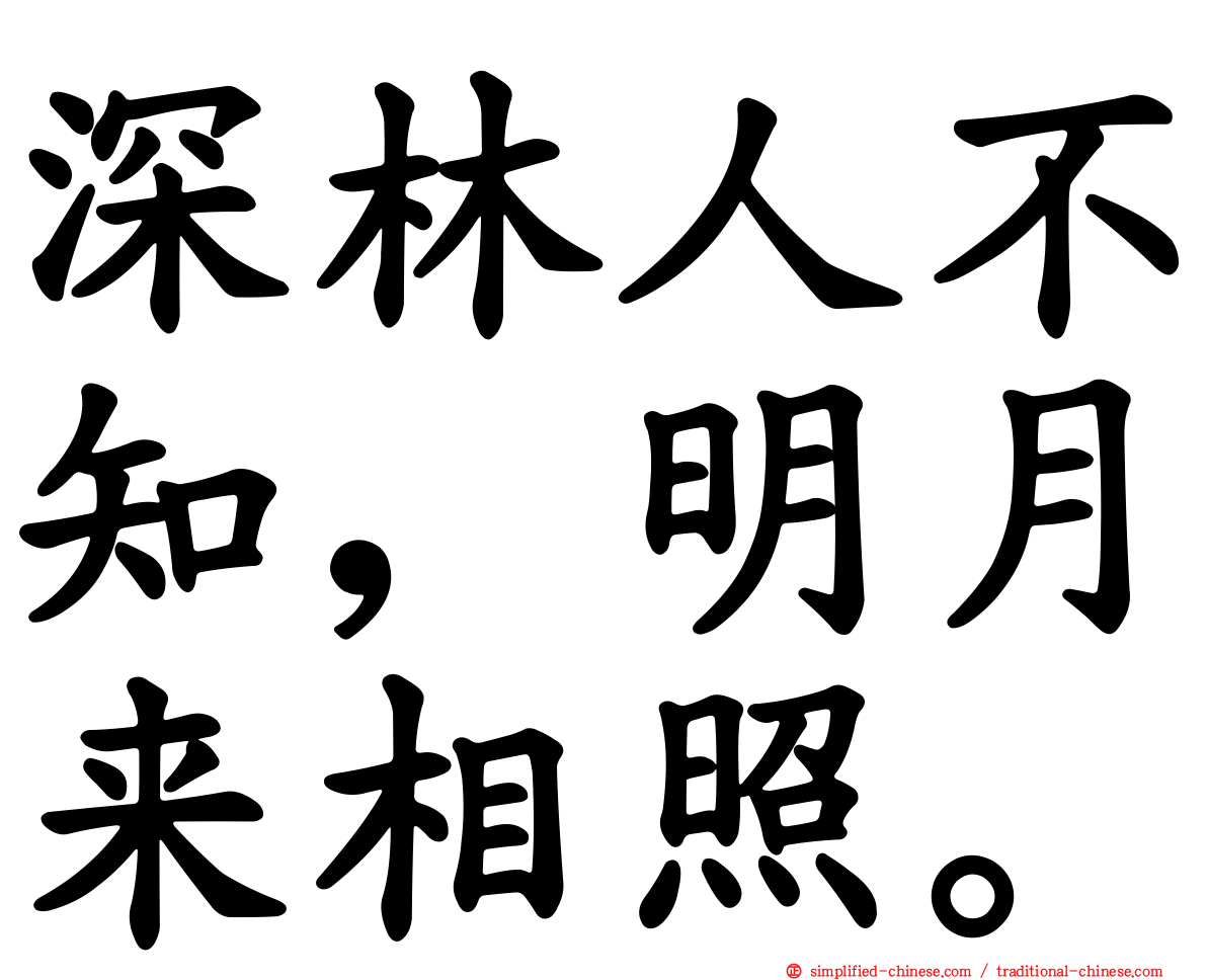 深林人不知，明月来相照。