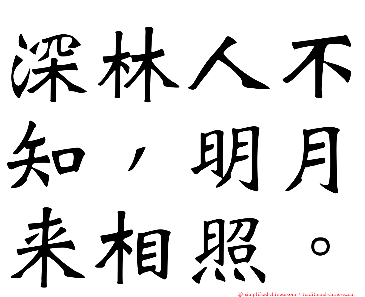 深林人不知，明月来相照。