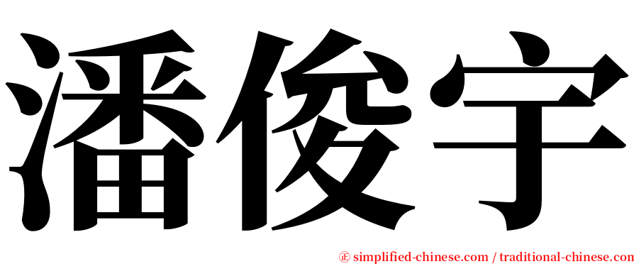 潘俊宇 serif font