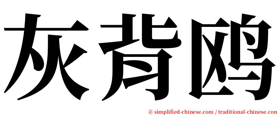 灰背鸥 serif font