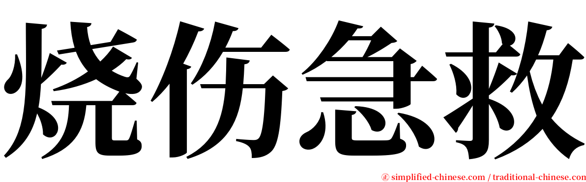 烧伤急救 serif font