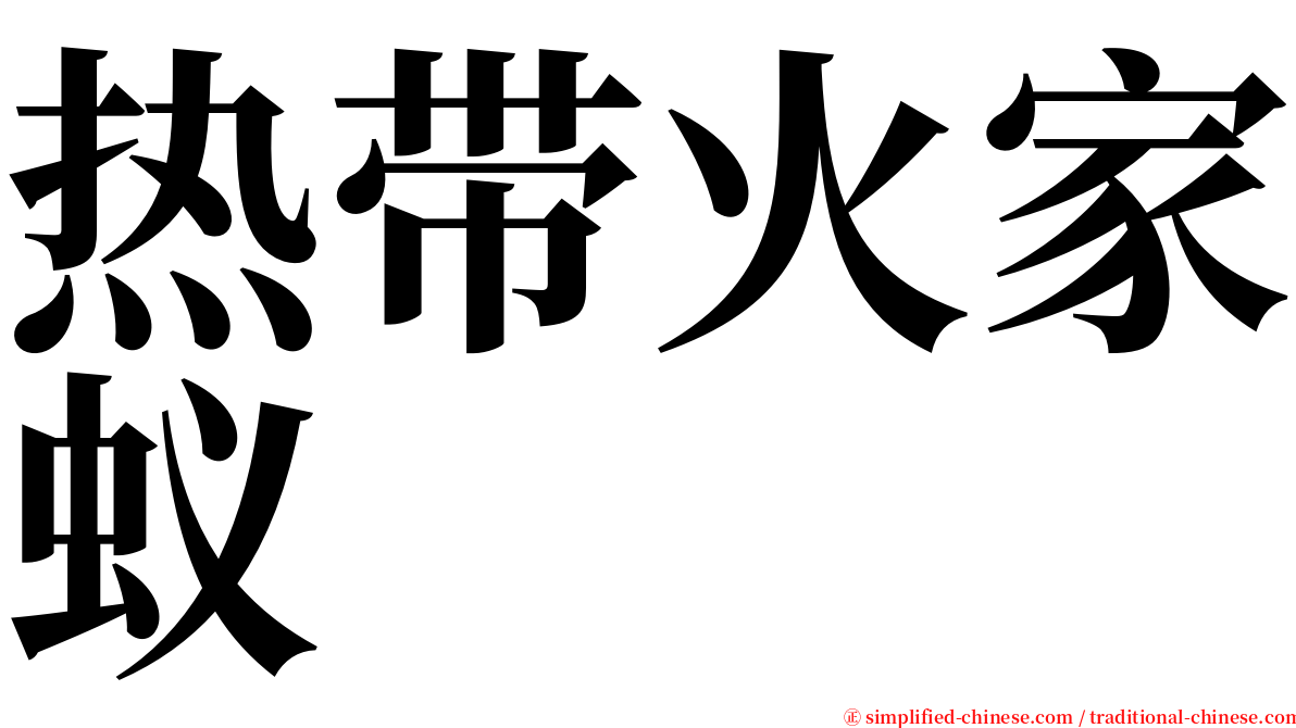 热带火家蚁 serif font