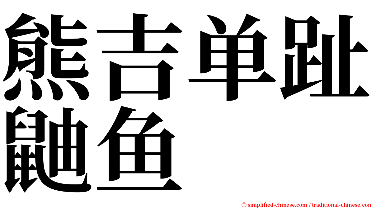 熊吉单趾鼬鱼 serif font