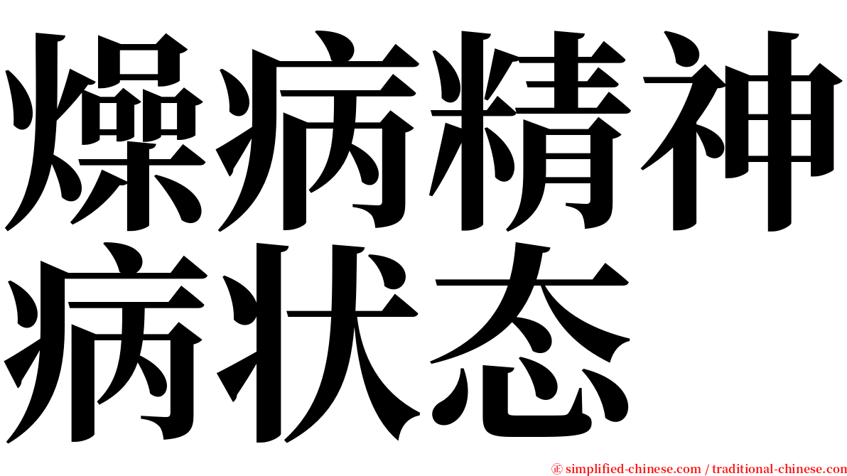 燥病精神病状态 serif font