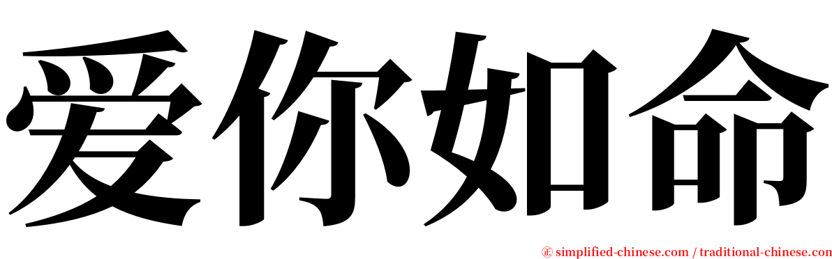 爱你如命 serif font