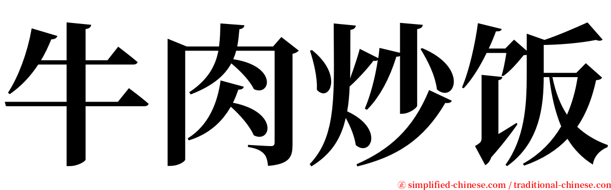 牛肉炒饭 serif font