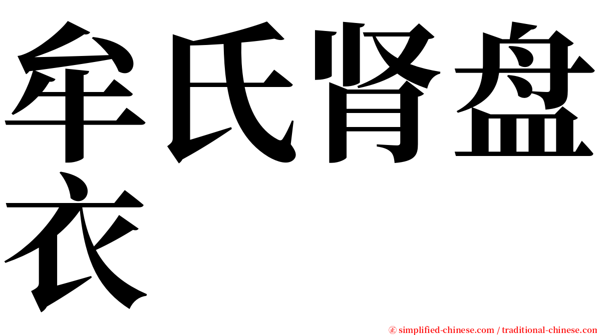 牟氏肾盘衣 serif font