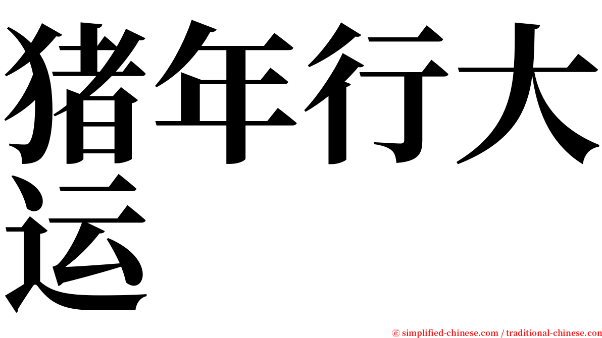 猪年行大运 serif font