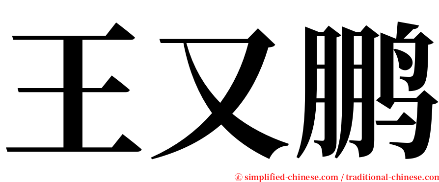 王又鹏 serif font