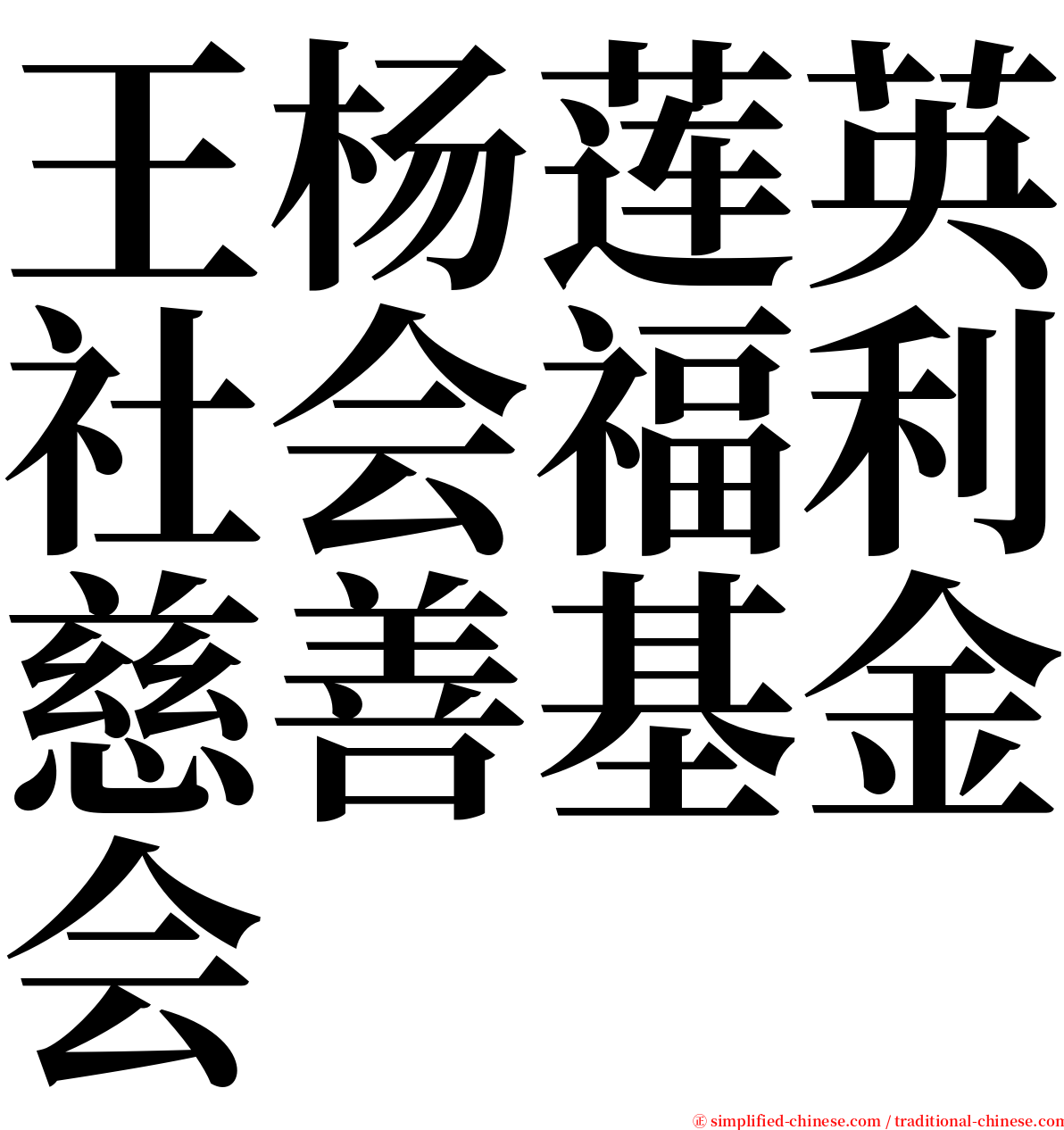 王杨莲英社会福利慈善基金会 serif font