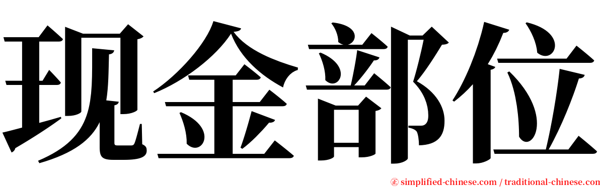 现金部位 serif font