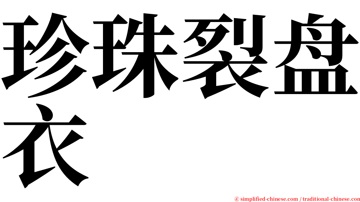 珍珠裂盘衣 serif font