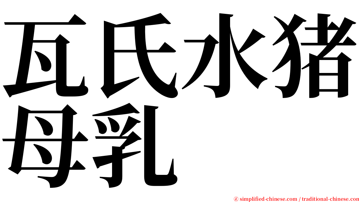 瓦氏水猪母乳 serif font