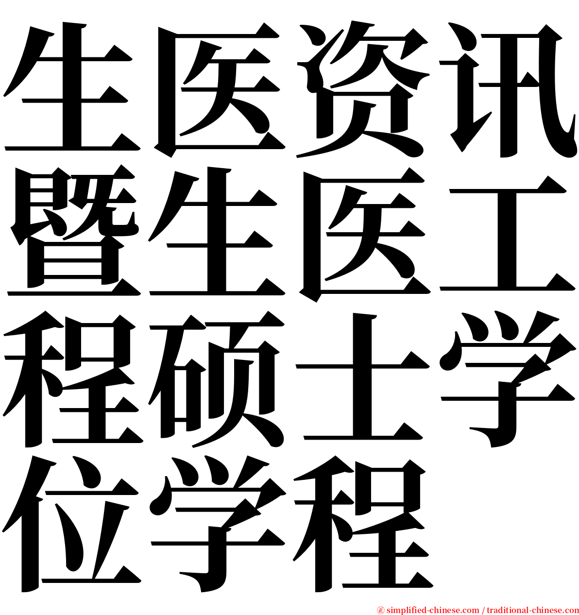 生医资讯暨生医工程硕士学位学程 serif font