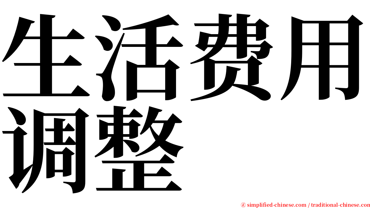 生活费用调整 serif font