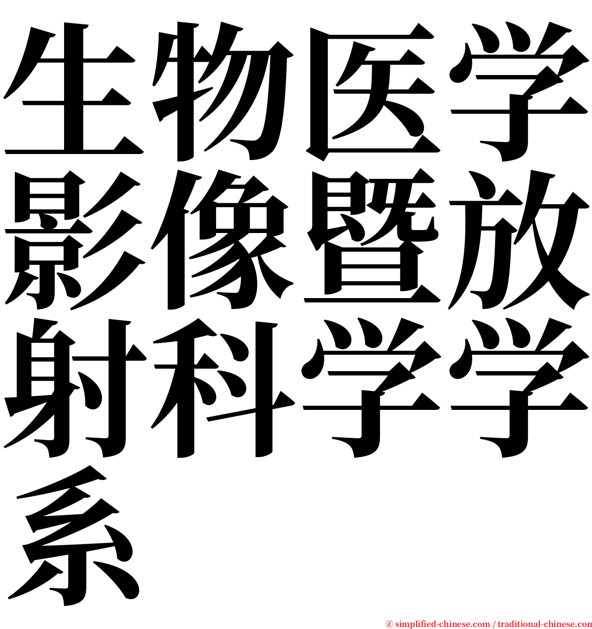 生物医学影像暨放射科学学系 serif font