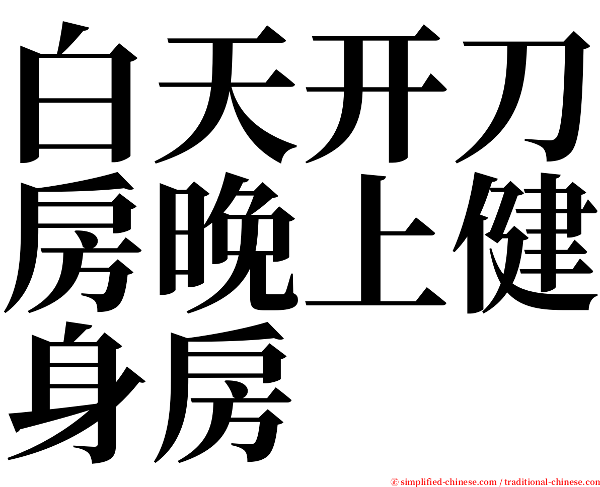 白天开刀房晚上健身房 serif font