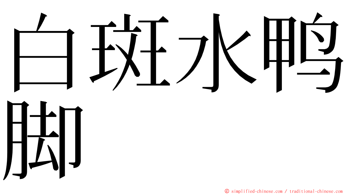 白斑水鸭脚 ming font