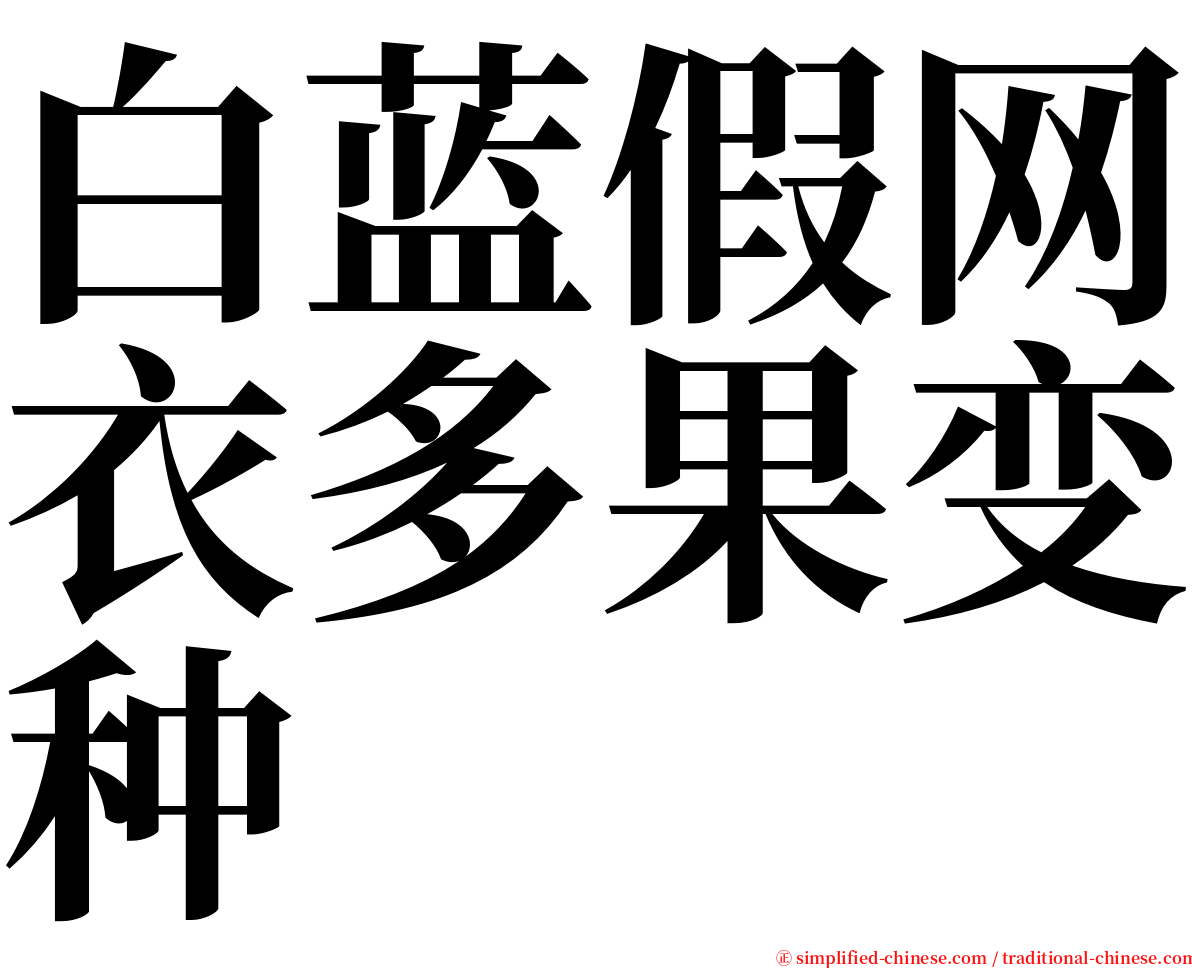 白蓝假网衣多果变种 serif font