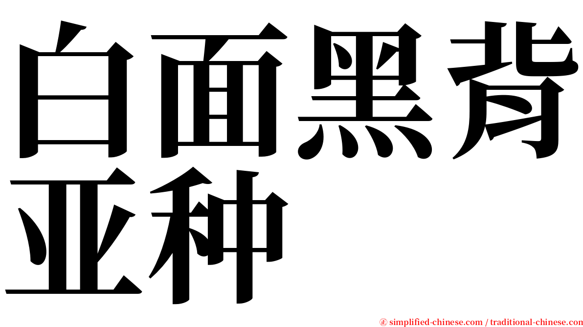 白面黑背亚种 serif font