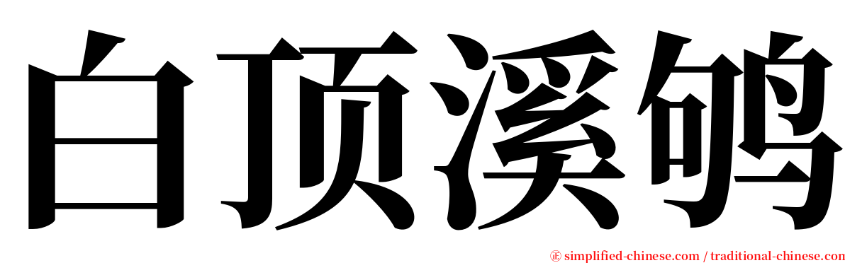 白顶溪鸲 serif font