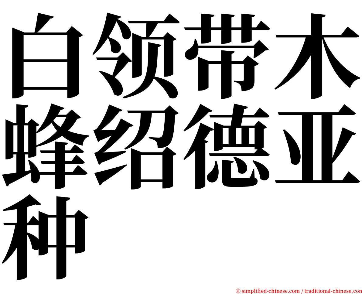 白领带木蜂绍德亚种 serif font