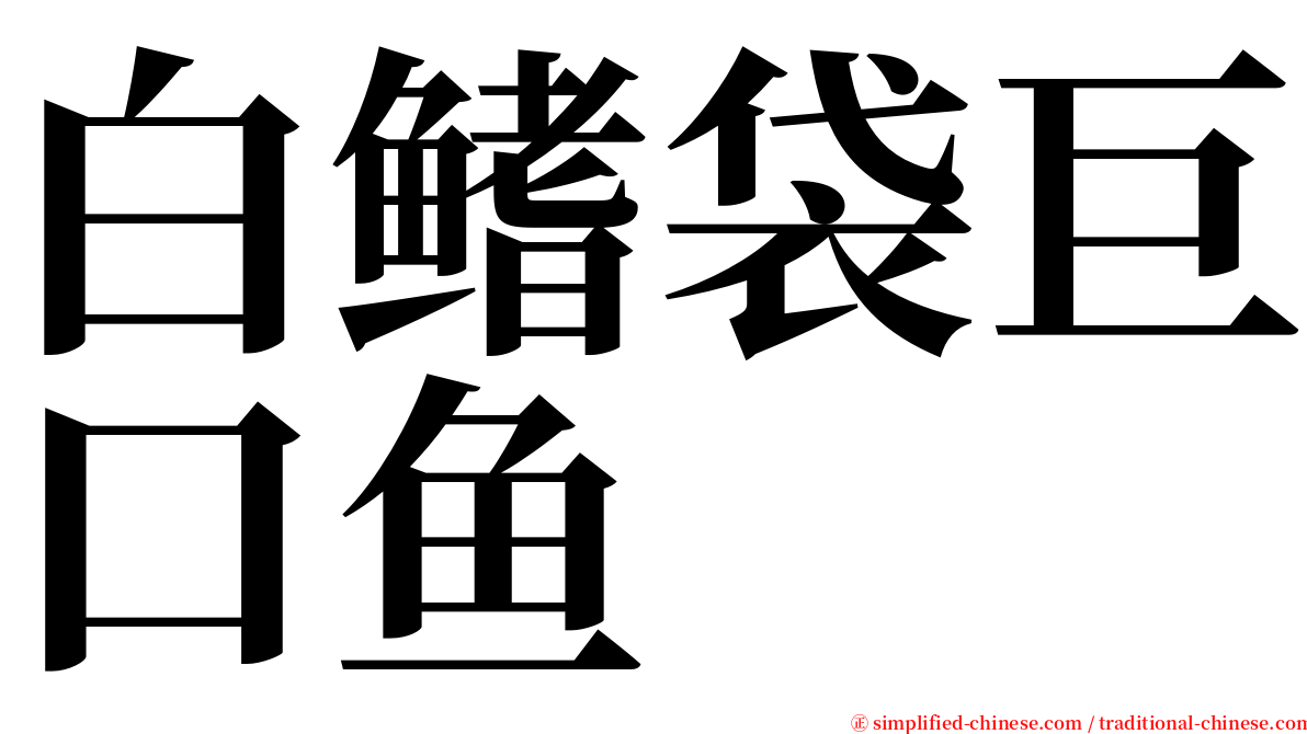 白鳍袋巨口鱼 serif font