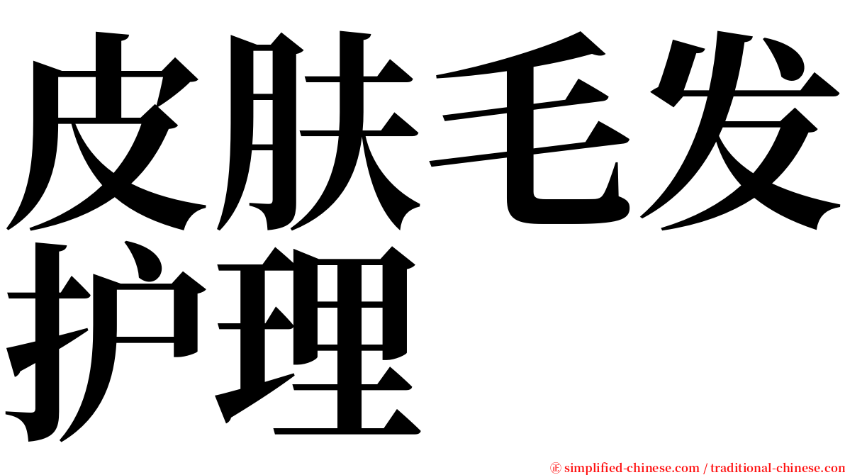 皮肤毛发护理 serif font