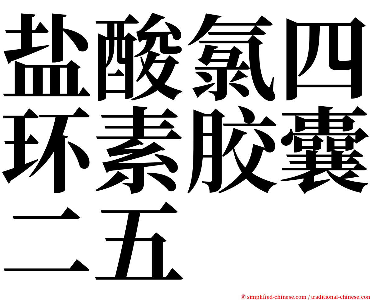 盐酸氯四环素胶囊二五 serif font