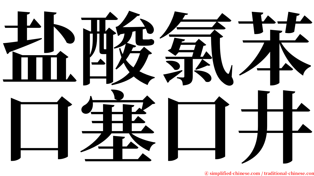 盐酸氯苯口塞口井 serif font