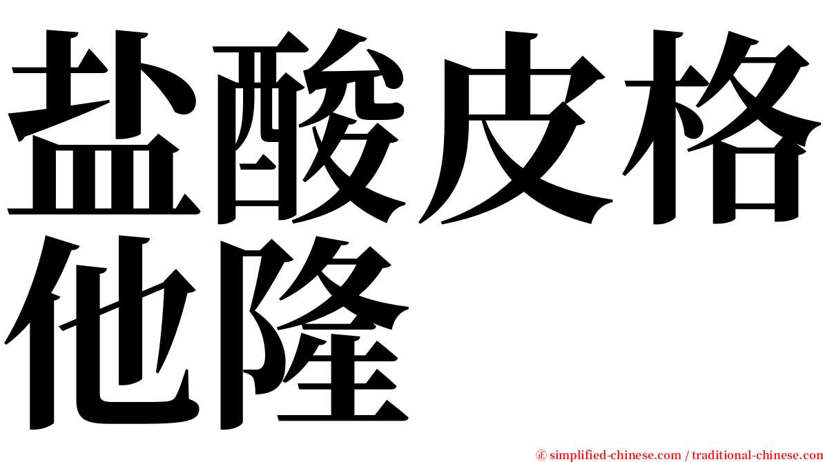 盐酸皮格他隆 serif font