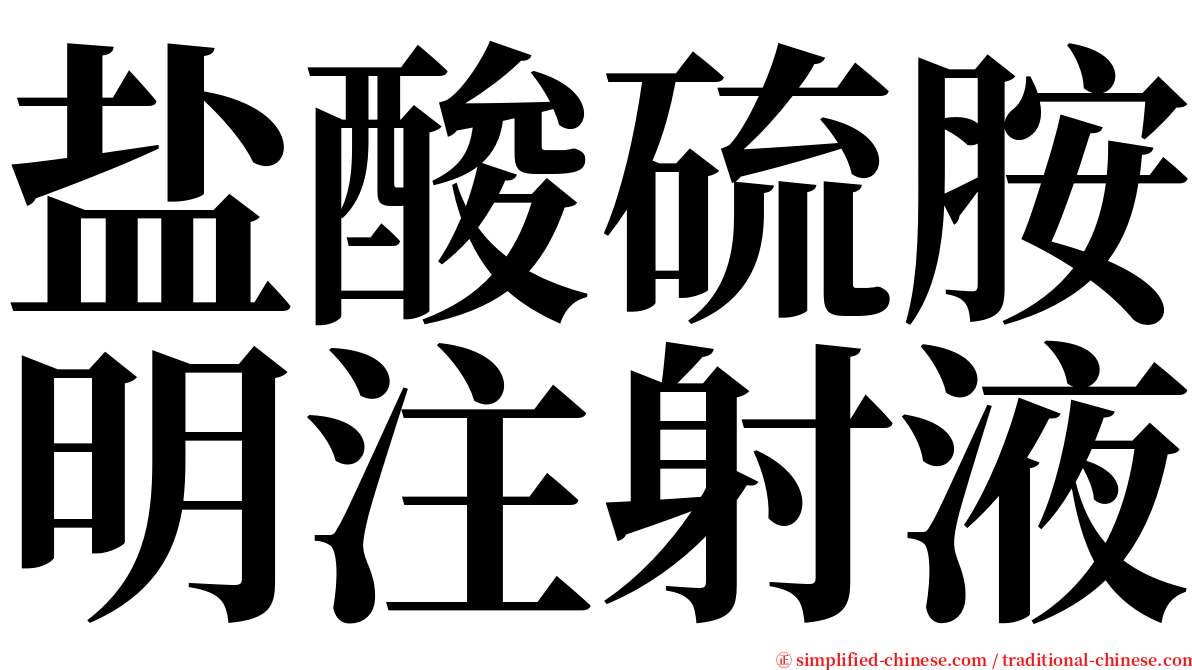 盐酸硫胺明注射液 serif font