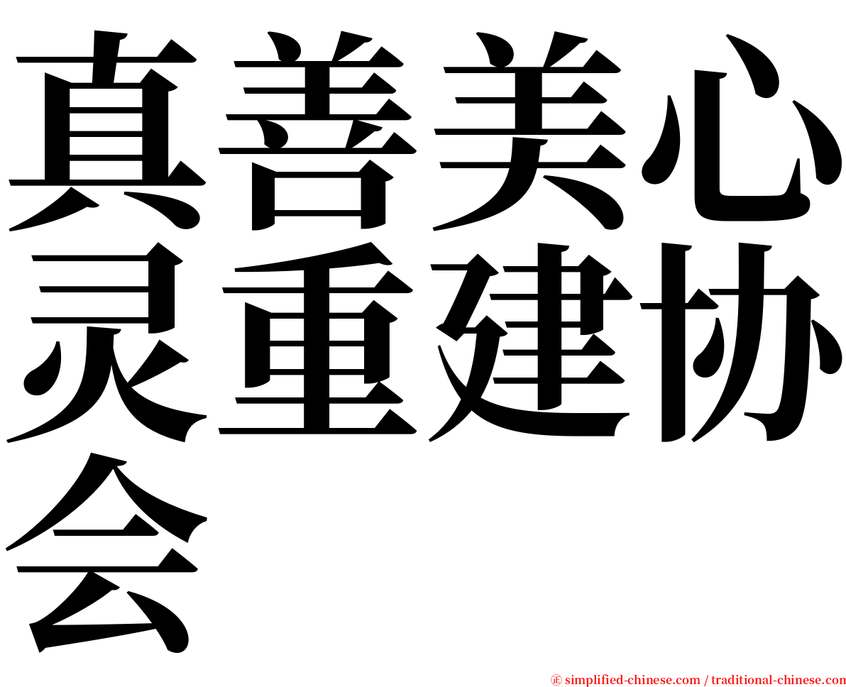 真善美心灵重建协会 serif font