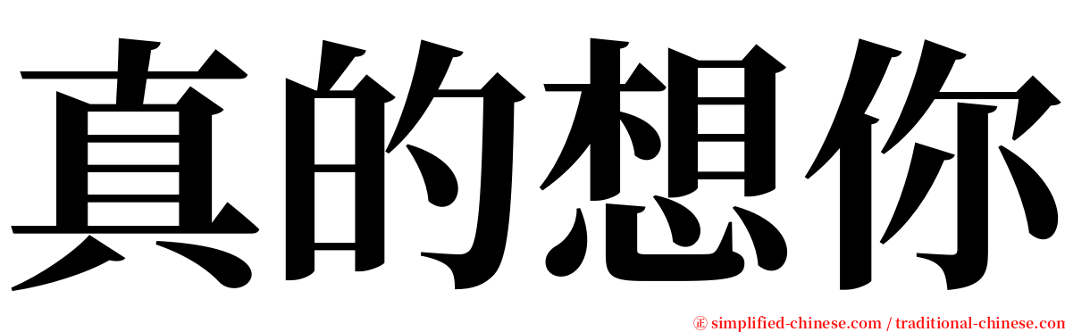 真的想你 serif font