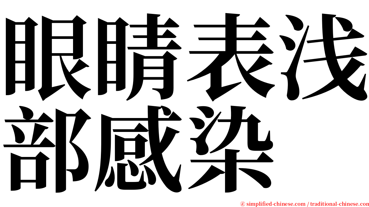 眼睛表浅部感染 serif font