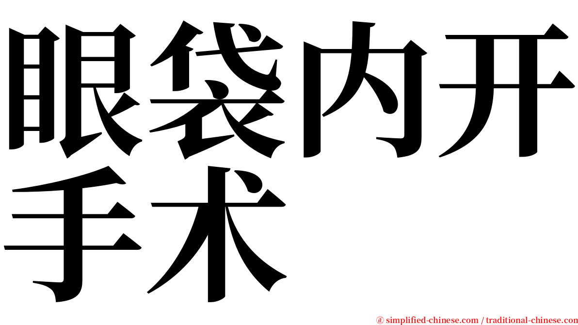 眼袋内开手术 serif font