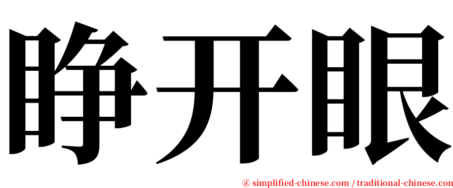 睁开眼 serif font