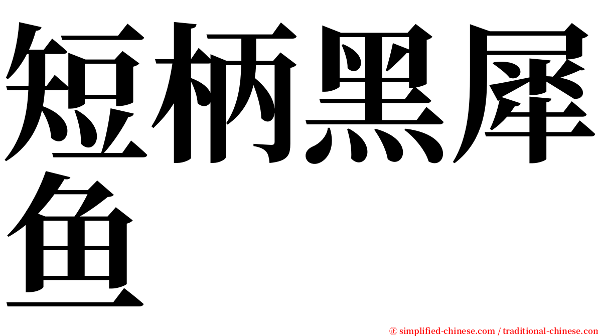 短柄黑犀鱼 serif font