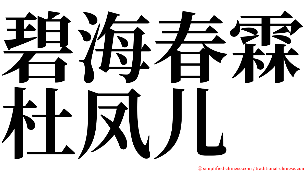 碧海春霖杜凤儿 serif font