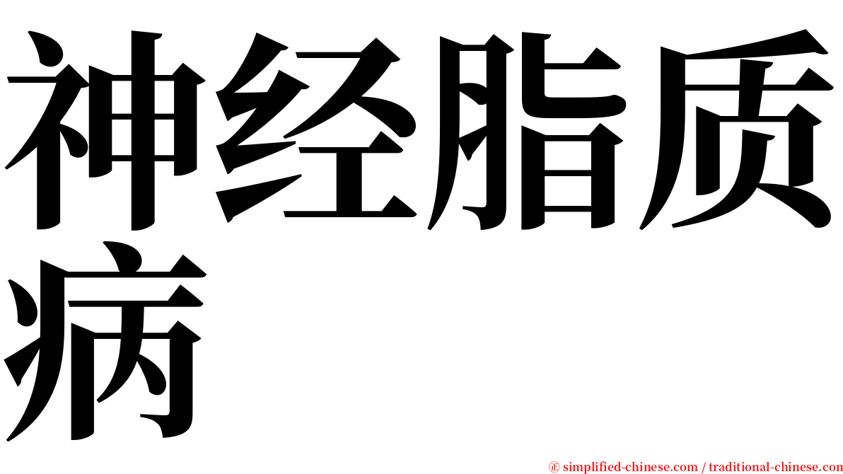 神经脂质病 serif font