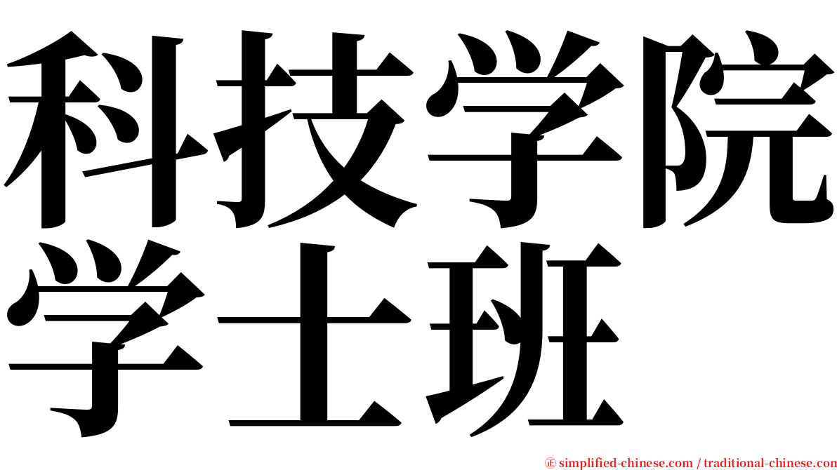 科技学院学士班 serif font