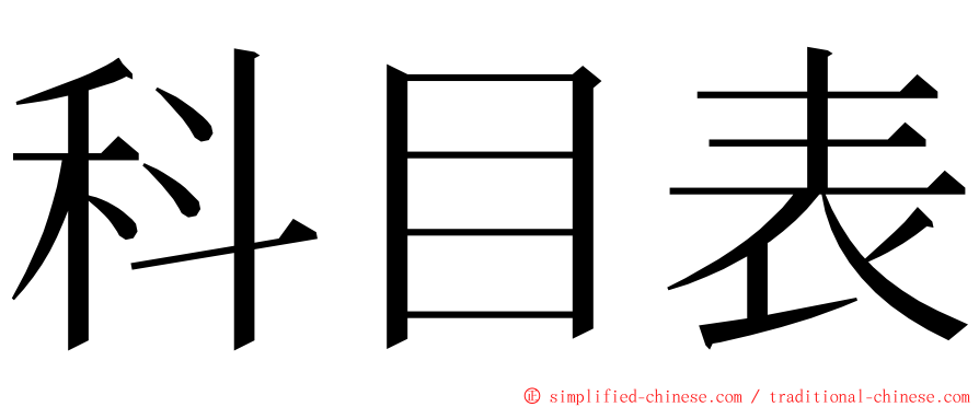 科目表 ming font