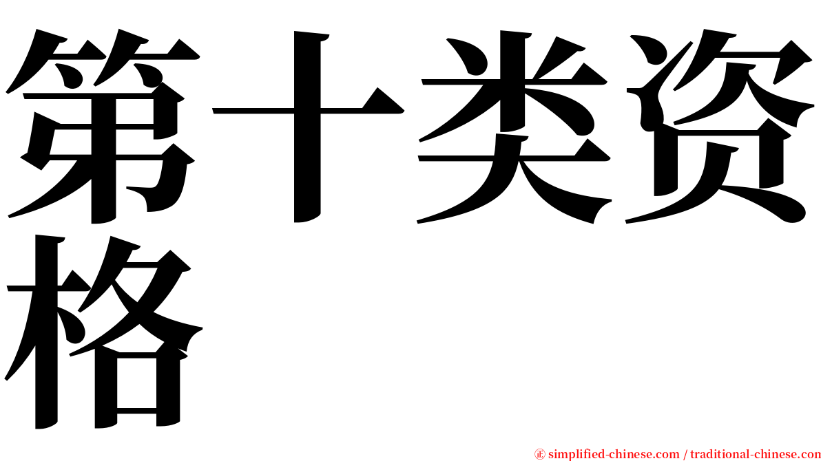 第十类资格 serif font