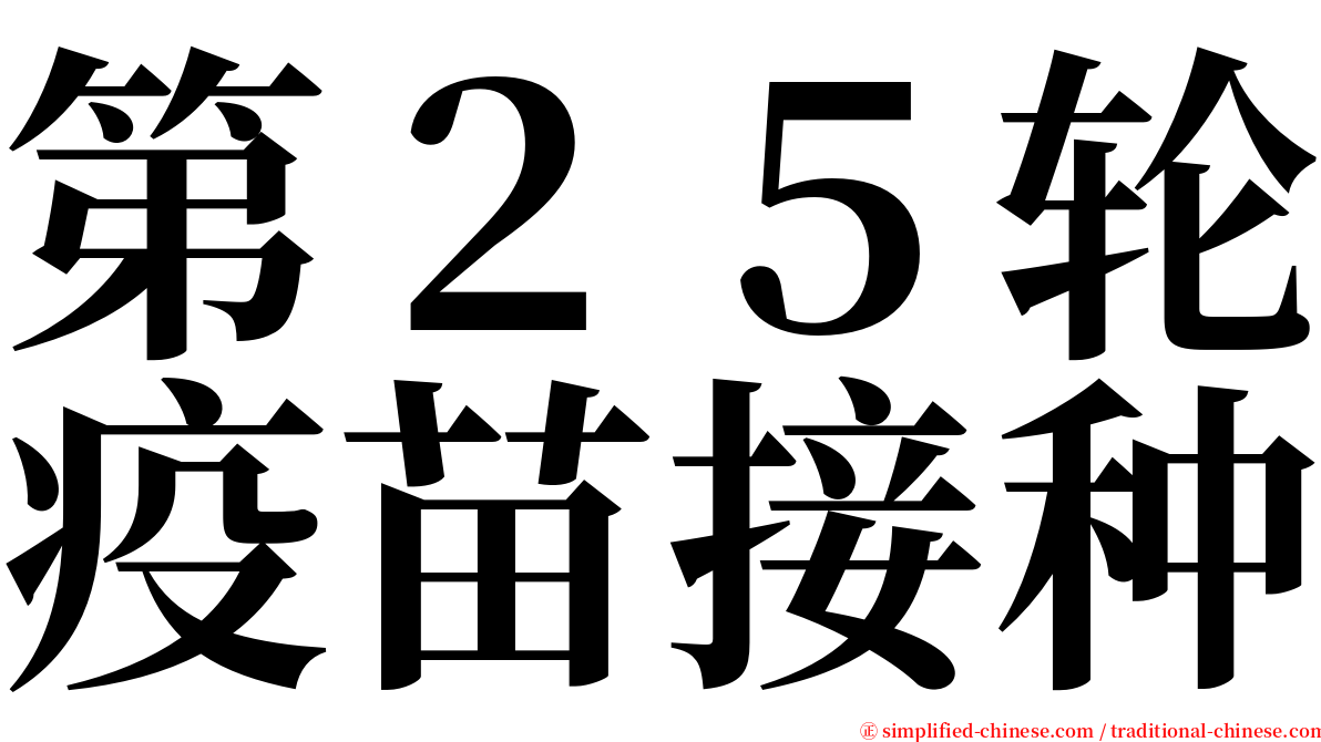 第２５轮疫苗接种 serif font