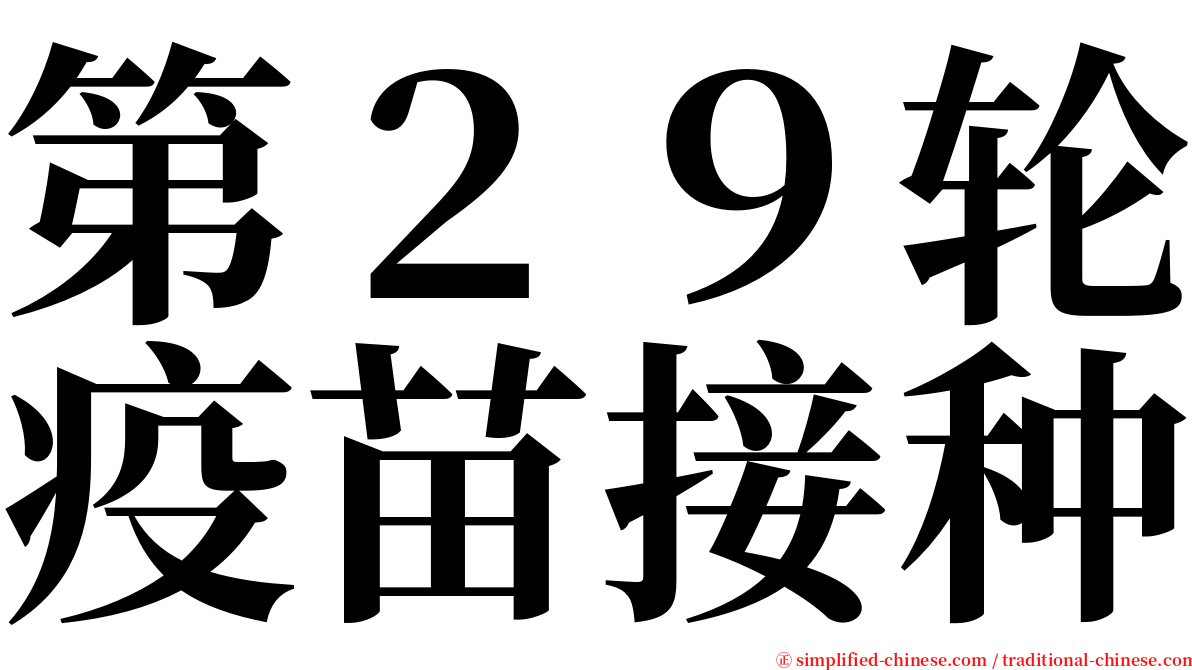 第２９轮疫苗接种 serif font